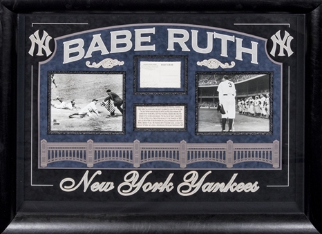 Babe Ruth Autographed Postcard in 32 x 45 Framed Photograph Display(JSA)